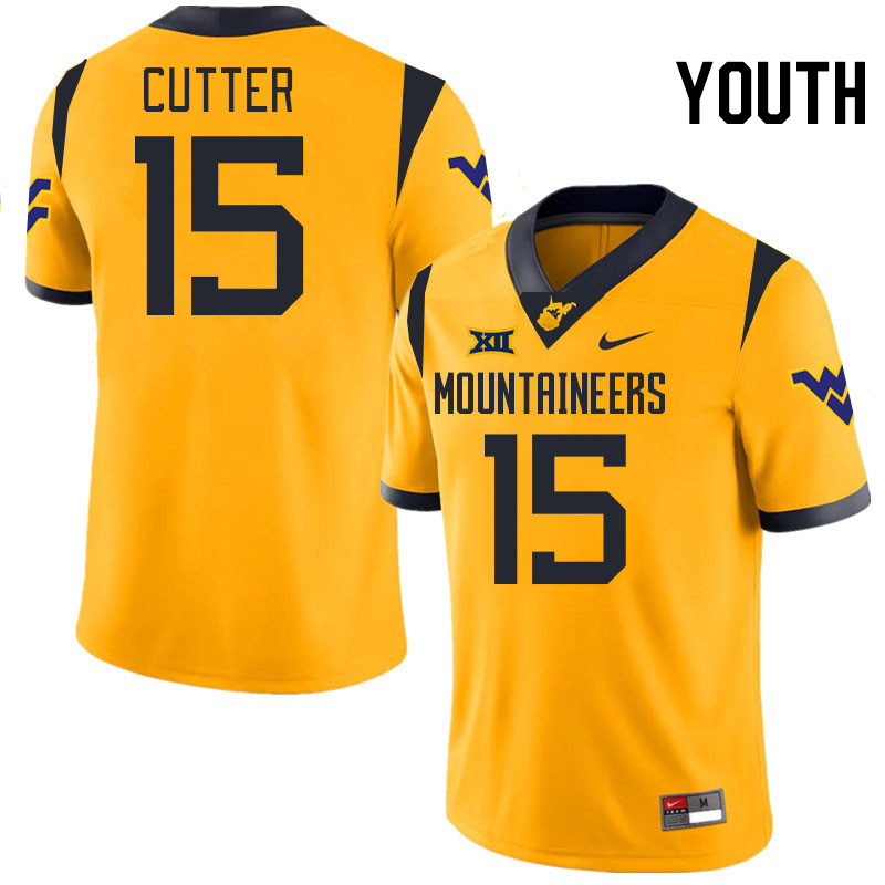 Youth #15 Ben Cutter West Virginia Mountaineers College 2024 New Uniforms Football Jerseys Stitched